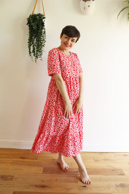 needle & thread ruffle midi dress in allover floral print Floral Diamond Ruffle Ballerina Dress