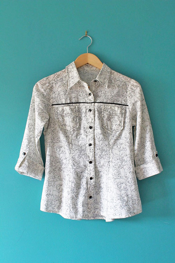 Kitty Print Rosa Shirt