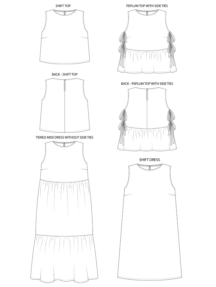 a line shift dress sewing pattern Leah Top + Color:BLUE Collection: REACTIVE SEPTEMBER 24 Files available instantly after The Vivian | Black