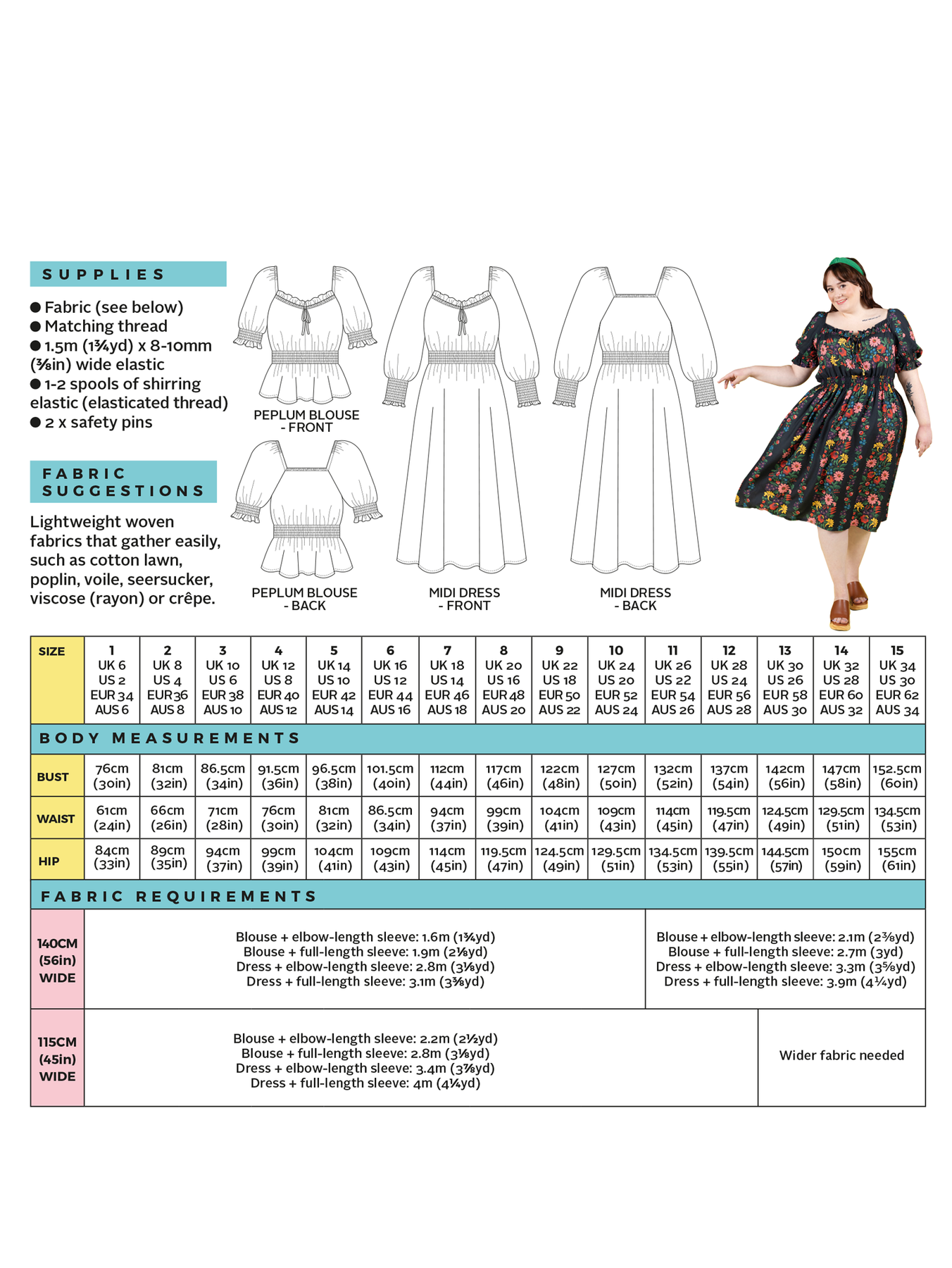 Mabel Shirred Dress + Blouse Sewing Pattern | Tilly and the Buttons
